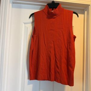 Dress Barn Sleeveless Ribbed Mock Neck Top - Beautiful Stylist Orange